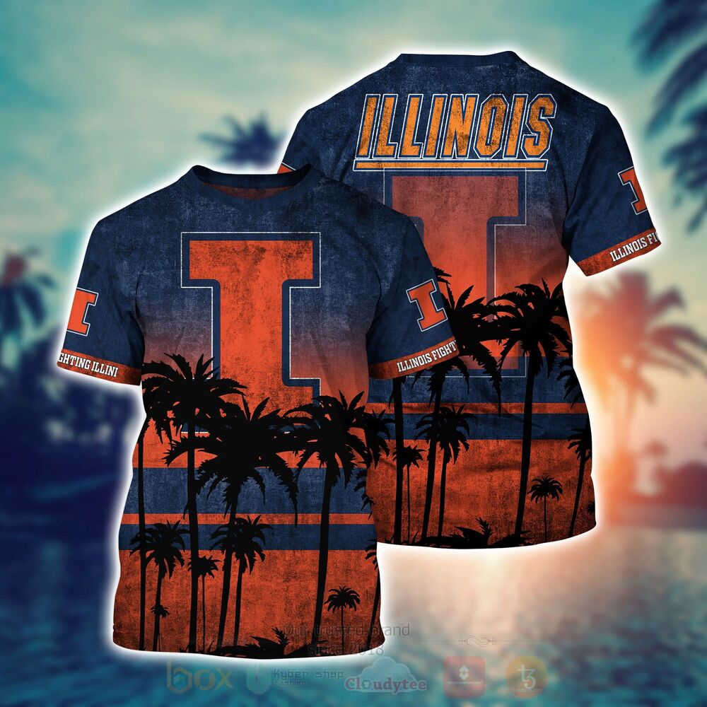 NCAA Illinois Fighting Illini Hawaiian Shirt Short 1