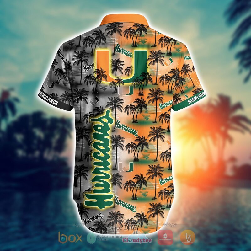 NCAA Miami Hurricanes Coconut Hawaiian shirt Short 1 2