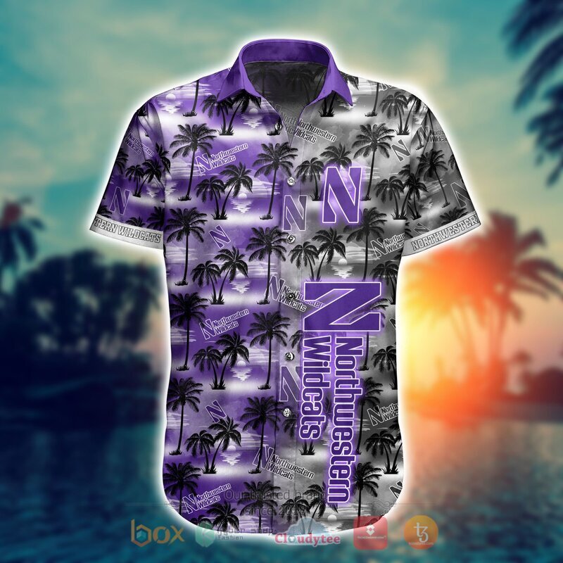 NCAA Northwestern Wildcats Coconut Hawaiian shirt Short 1