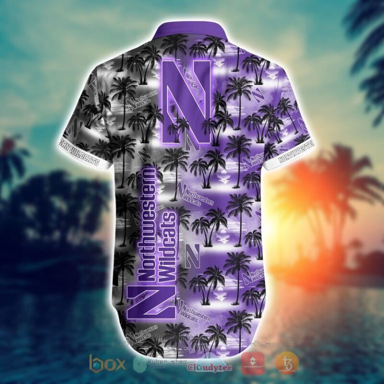 NCAA Northwestern Wildcats Coconut Hawaiian shirt Short 1 2