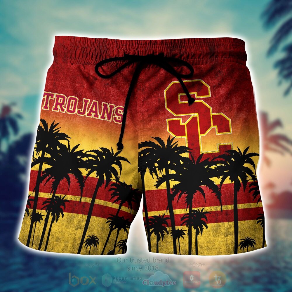 NCAA USC Trojans Hawaiian Shirt Short 1 2 3 4