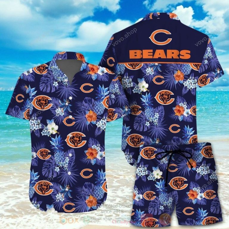 NFL Chicago Bears Blue Hawaiian Shirt Short