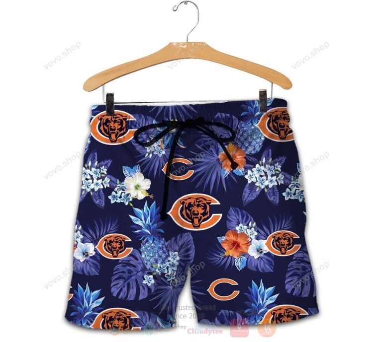 NFL Chicago Bears Blue Hawaiian Shirt Short 1 2