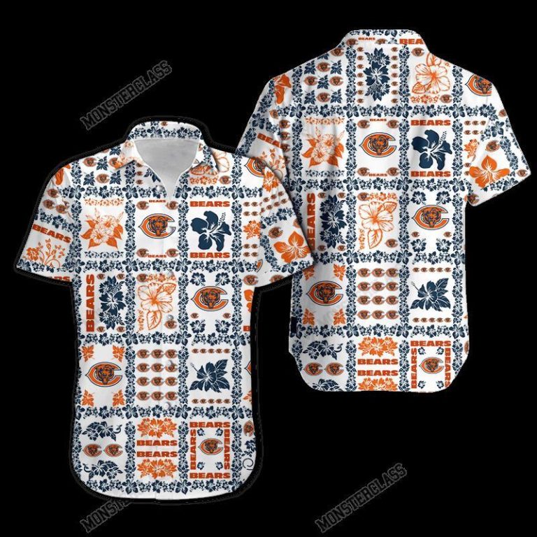 NFL Chicago Bears Hibiscus Hawaiian Shirt Short