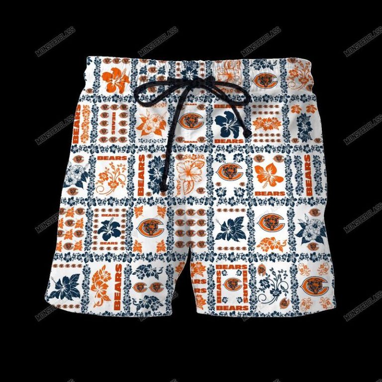 NFL Chicago Bears Hibiscus Hawaiian Shirt Short 1