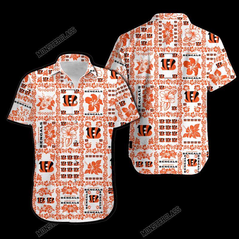 NFL Cincinnati Bengals Hibiscus Hawaiian Shirt Short