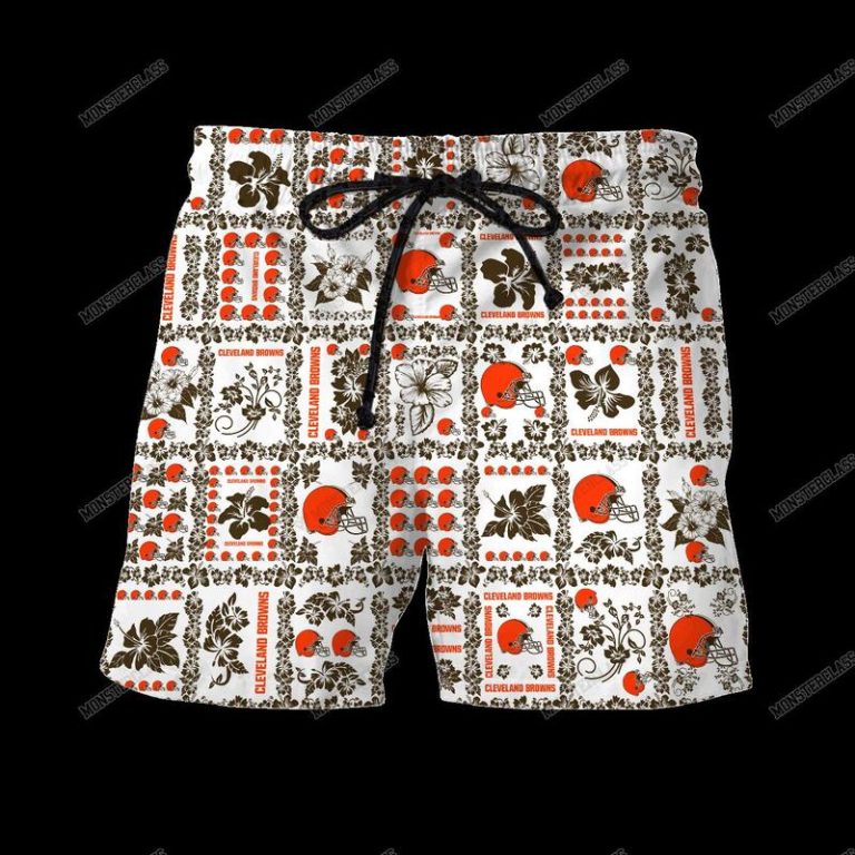 NFL Cleveland Browns Hibiscus Hawaiian Shirt Short 1