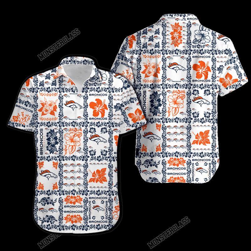 NFL Denver Broncos Hibiscus Hawaiian Shirt Short
