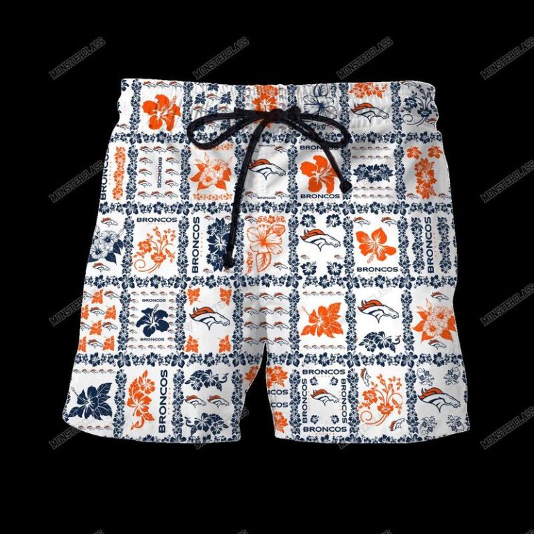 NFL Denver Broncos Hibiscus Hawaiian Shirt Short 1