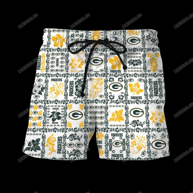 NFL Green Bay Packers Hibiscus Hawaiian Shirt Short 1