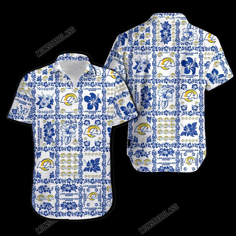 NFL Los Angeles Rams Hibiscus Hawaiian Shirt Short