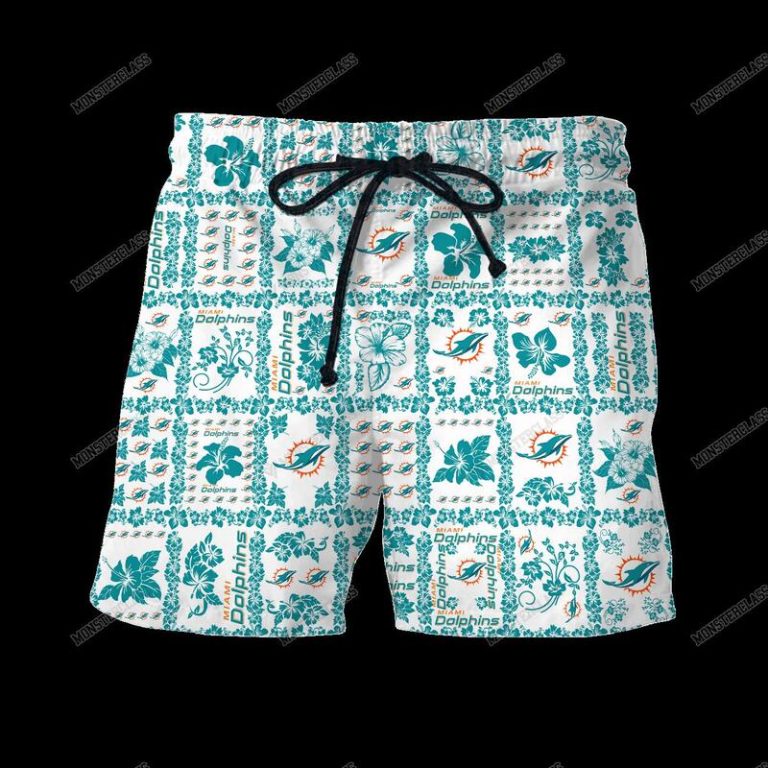 NFL Miami Dolphins Hibiscus Hawaiian Shirt Short 1