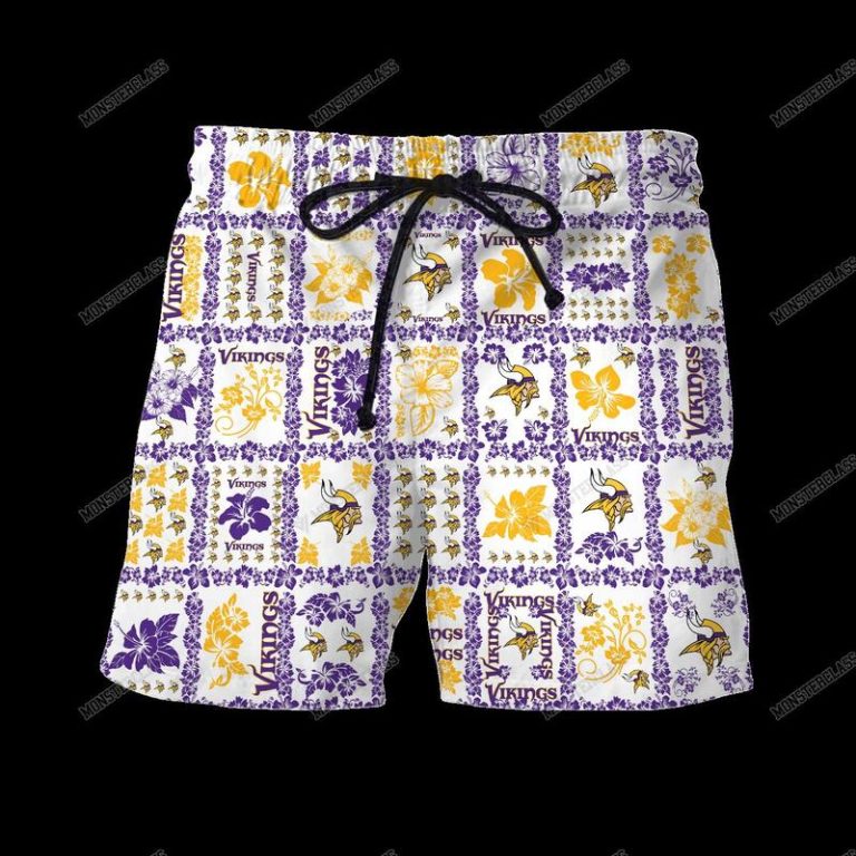 NFL Minnesota Vikings Hibiscus Hawaiian Shirt Short 1