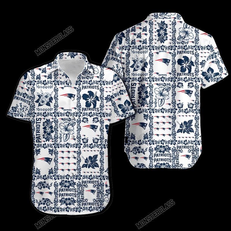 NFL New England Patriots Hibiscus Hawaiian Shirt Short