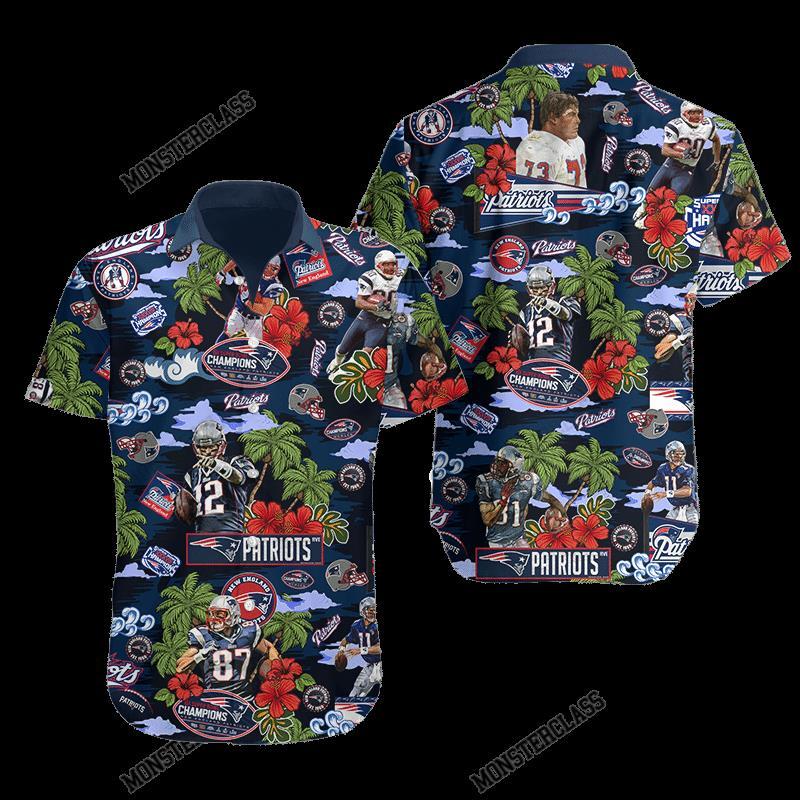NFL New England Patriots Tropical Island Hawaiian Shirt Short