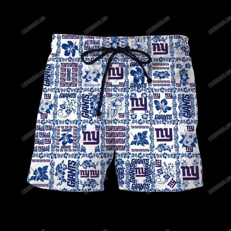 NFL New York Giants Hibiscus Hawaiian Shirt Short 1