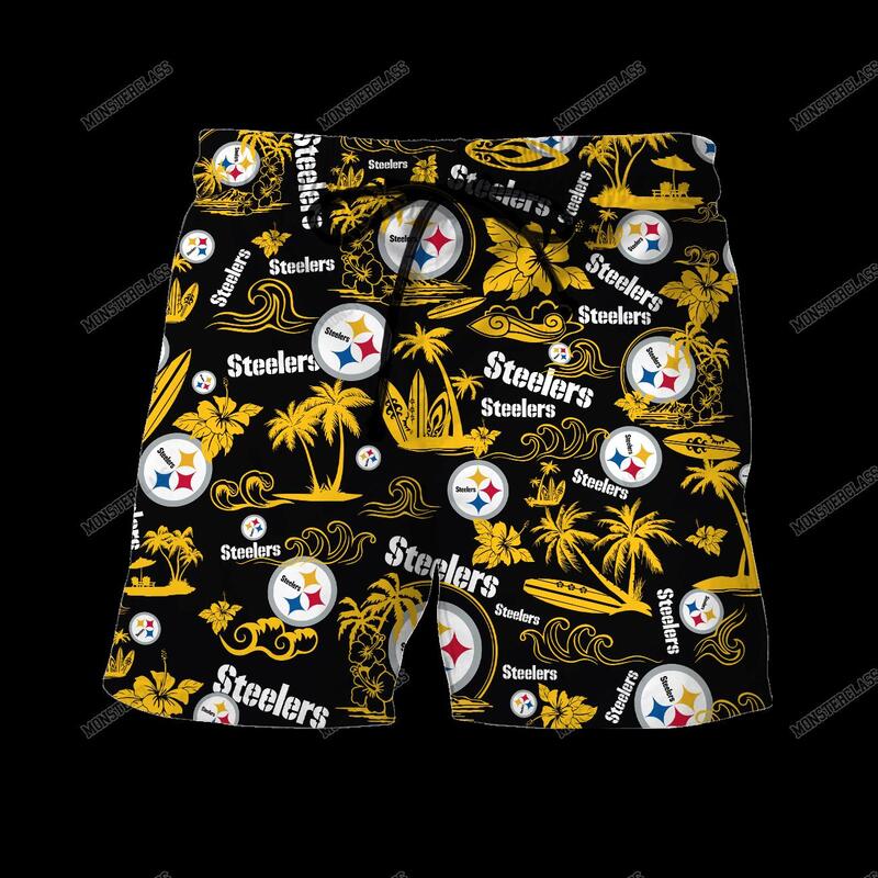 NFL Pittsburgh Steelers Island Hawaiian Shirt Short 1