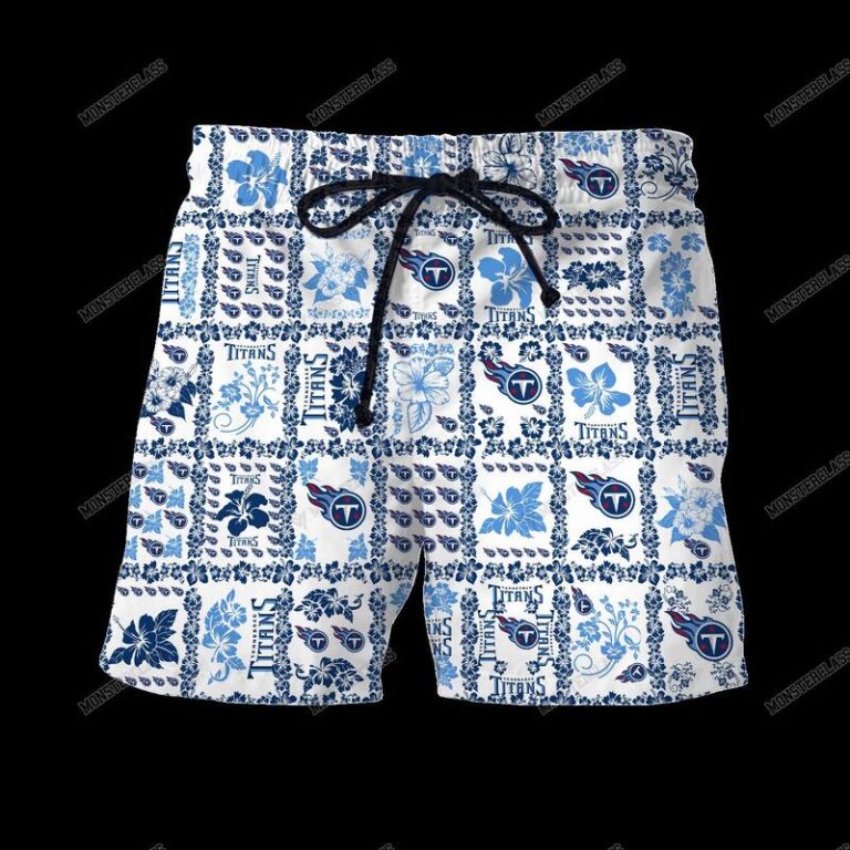 NFL Tennessee Titans Hibiscus Hawaiian Shirt Short 1