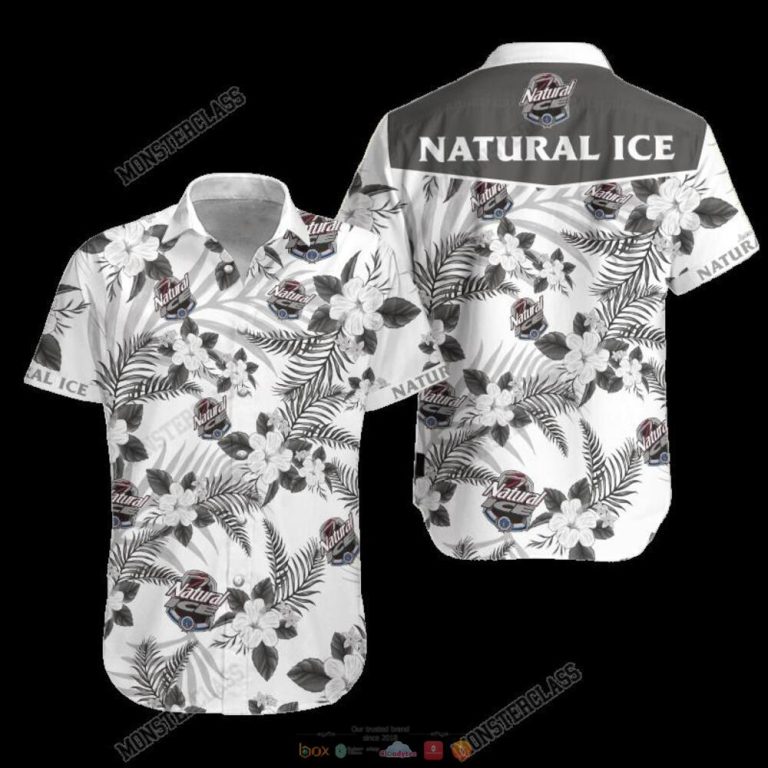 Natural Ice Grey Tropical Plant Hawaiian Shirt Shorts