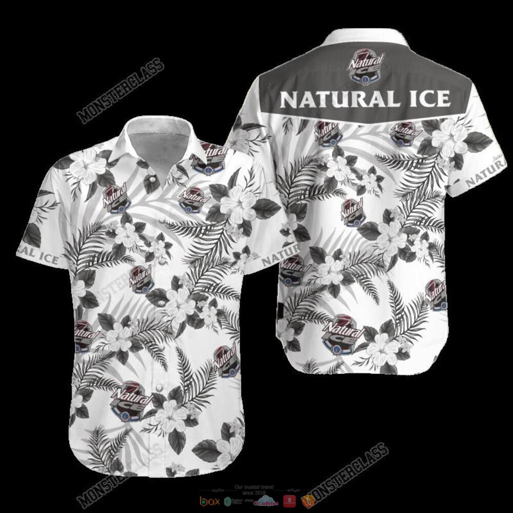 Natural Ice Grey Tropical Plant Hawaiian Shirt Shorts