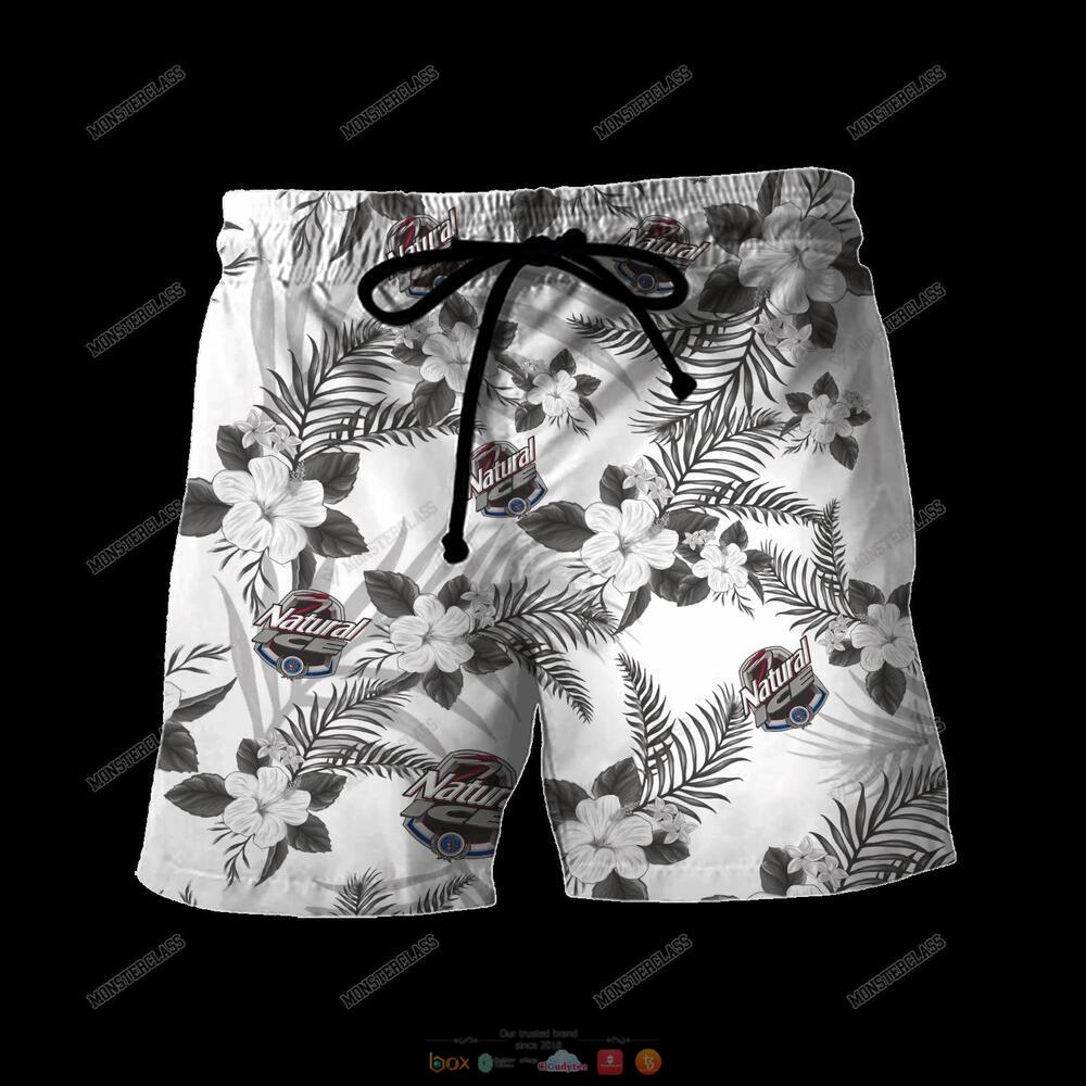 Natural Ice Grey Tropical Plant Hawaiian Shirt Shorts 1
