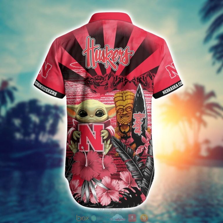 Nebraska Cornhuskers NCAA Baby Yoda Hawaiian Shirt Shorts 1 2