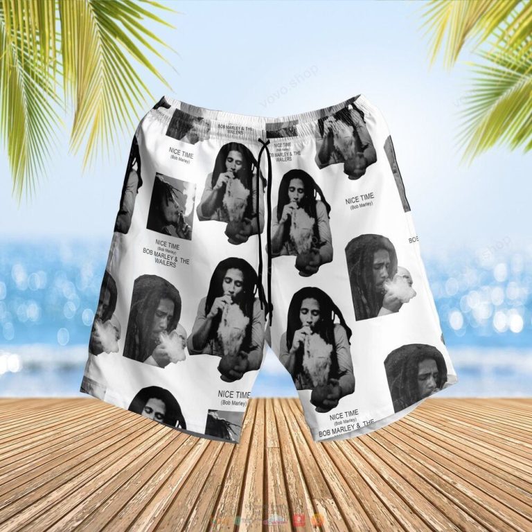 Nice Time Bob Marley The Wailers white Hawaiian Shirt shorts 1