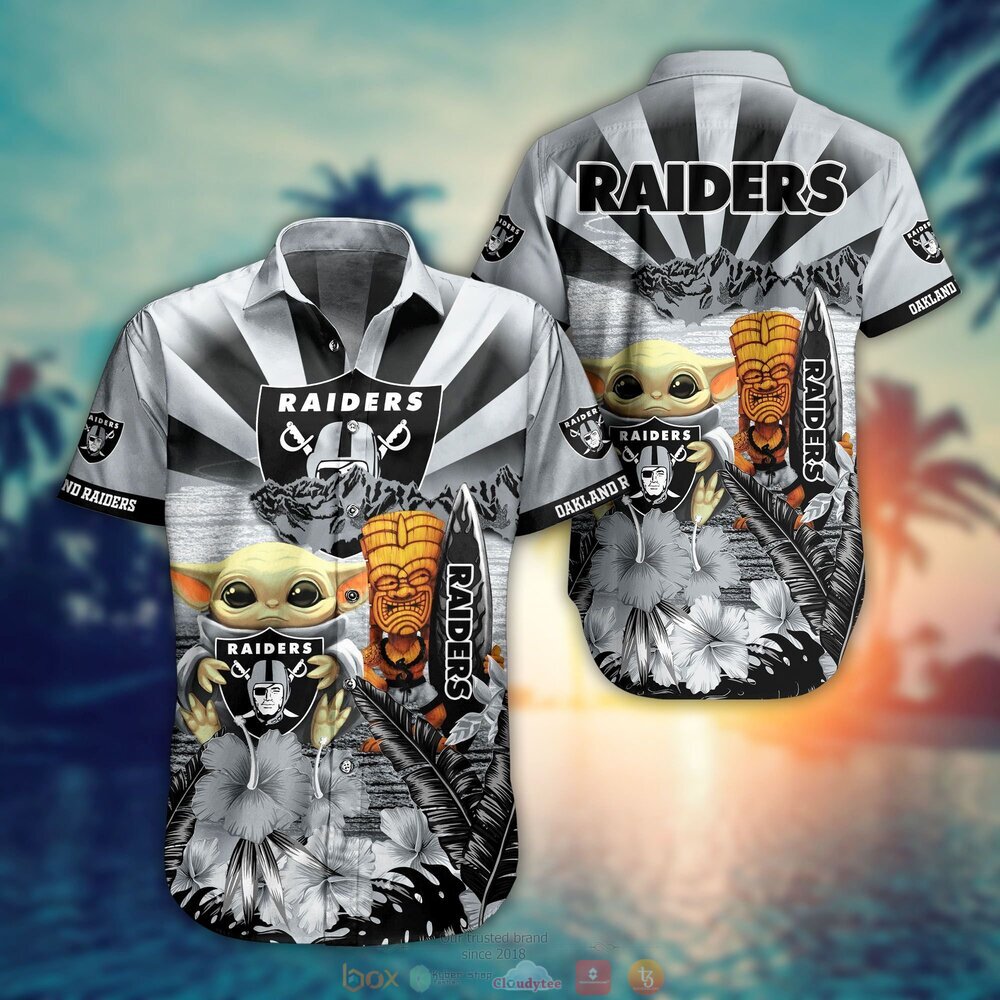 Oakland Raiders NFL Baby Yoda Hawaiian Shirt Shorts