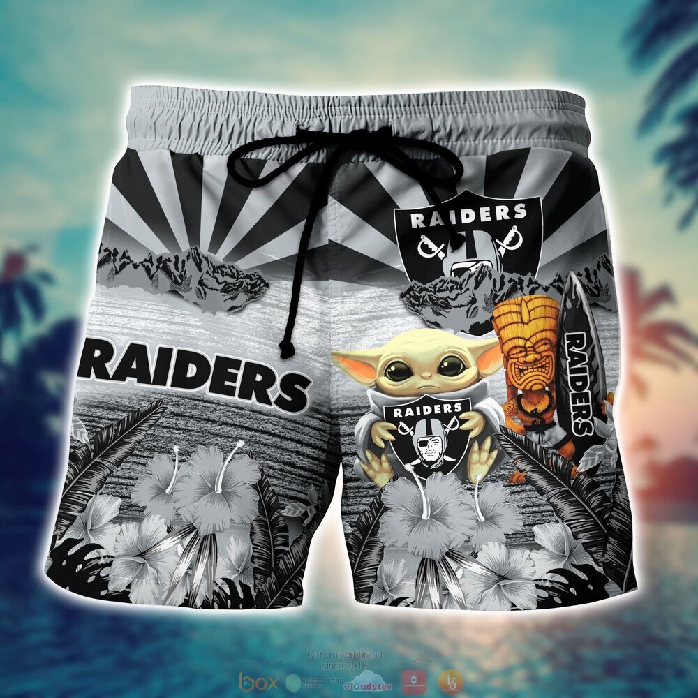 Oakland Raiders NFL Baby Yoda Hawaiian Shirt Shorts 1 2 3