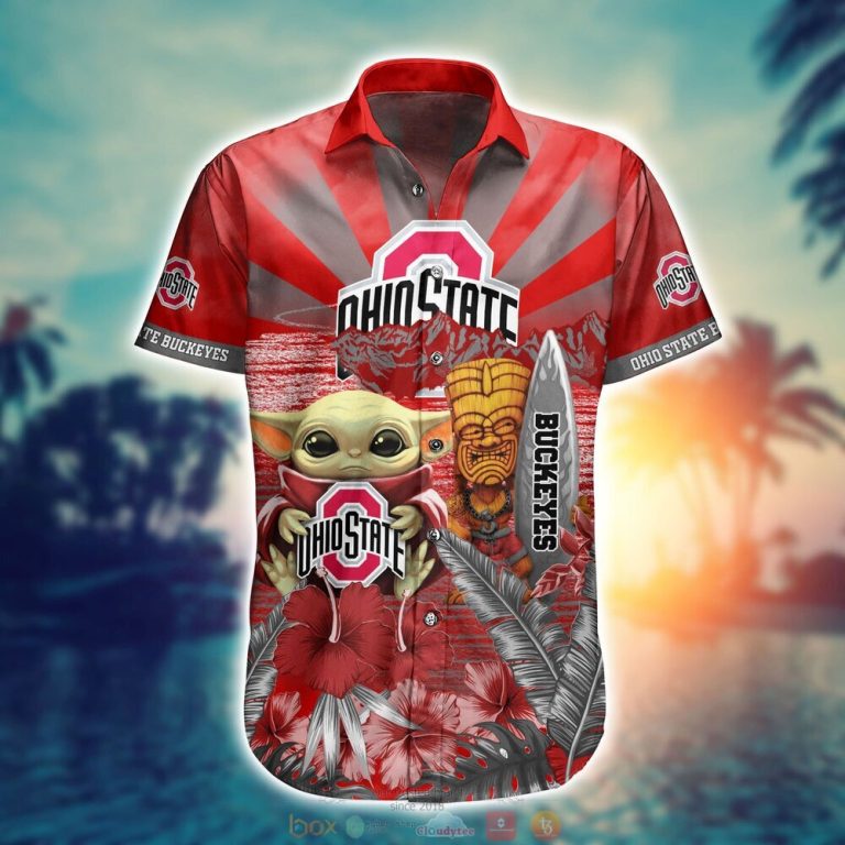 Ohio State Buckeyes NCAA Baby Yoda Hawaiian Shirt Shorts 1