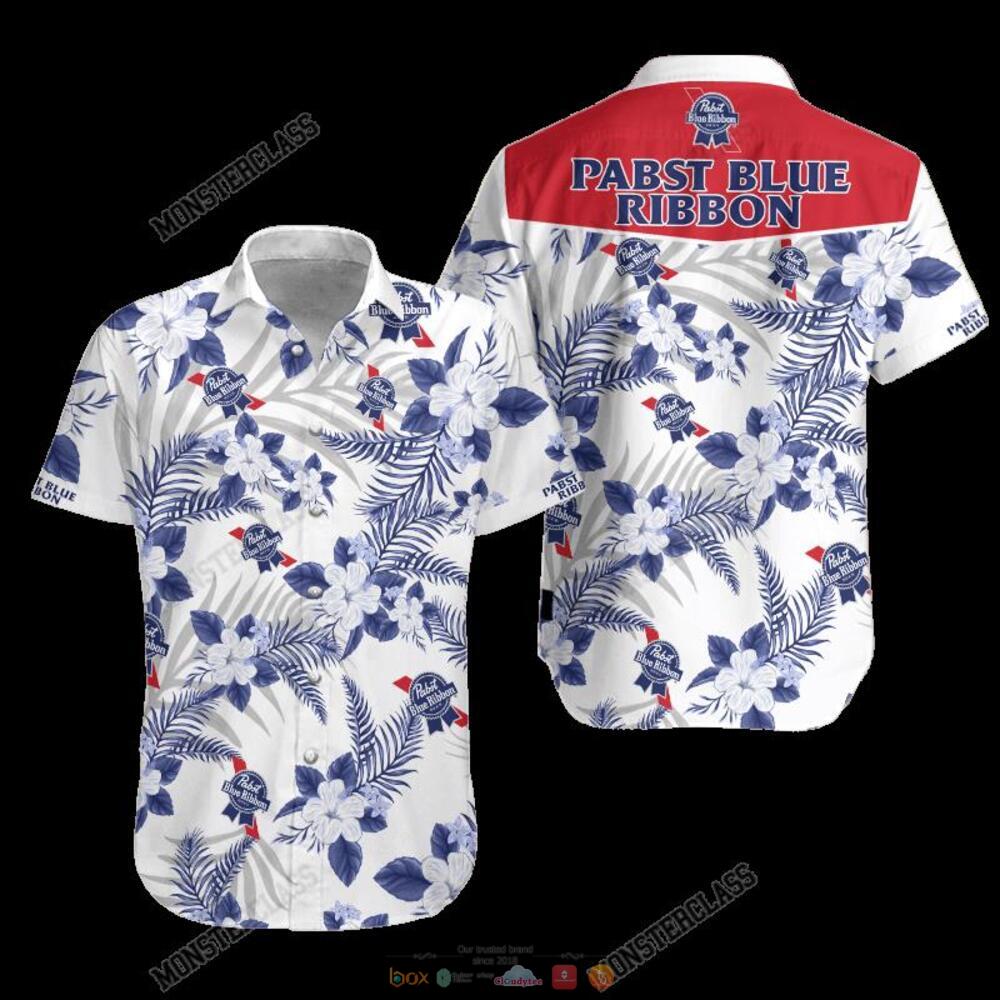 Pabst Blue Ribbon Tropical Plant Hawaiian Shirt Shorts