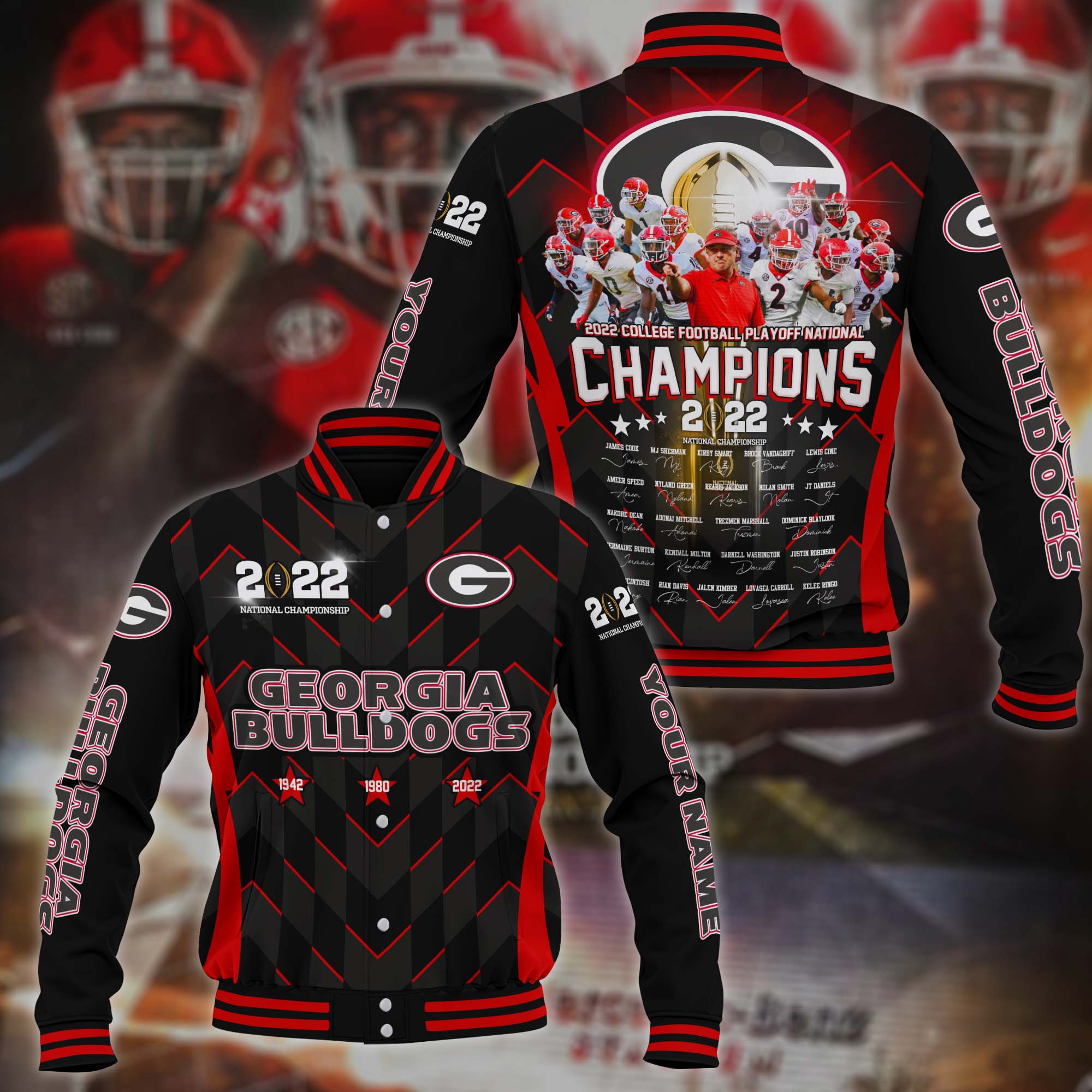 Personalized Georgia Bulldogs National Championship 2022 custom baseball jacket 1
