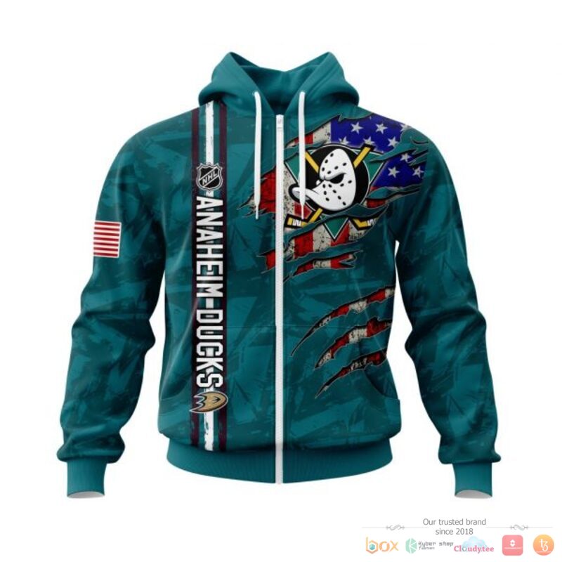 Personalized Anaheim Ducks With American Flag 3d shirt hoodie 1