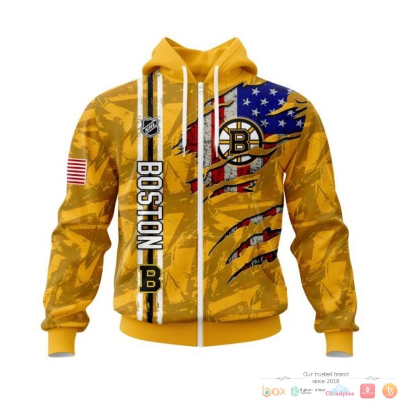 Personalized Boston Bruins With American Flag 3d shirt hoodie 1