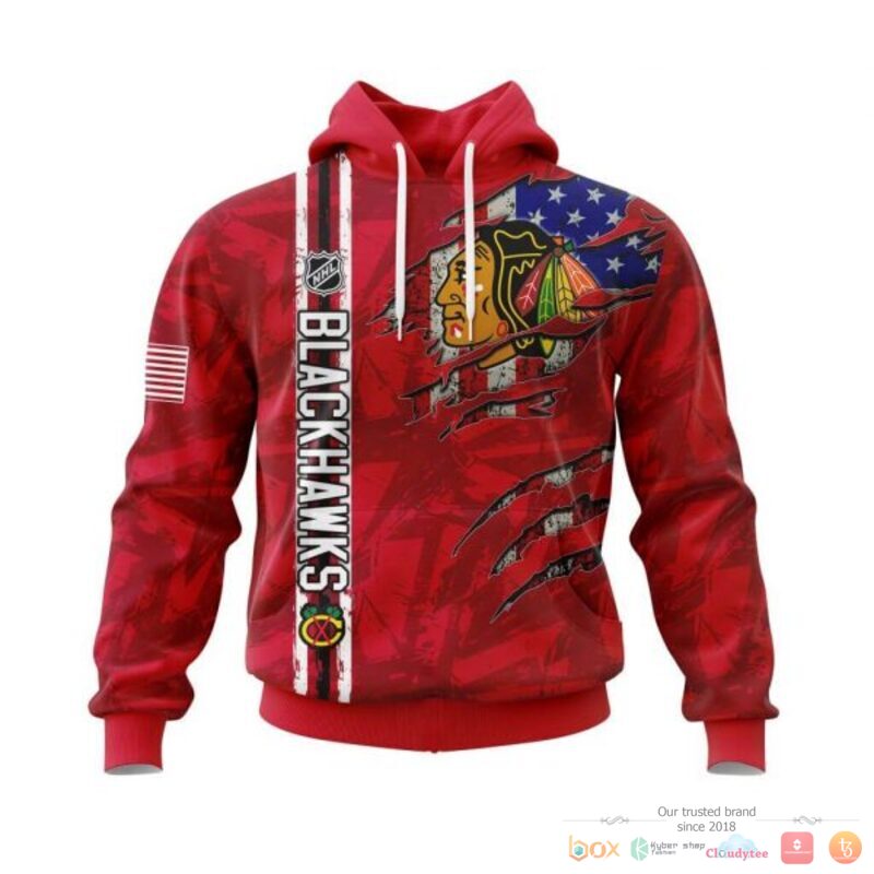 Personalized Chicago Blackhawks With American Flag 3d shirt hoodie