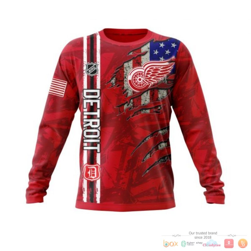 Personalized Detroit Red Wings With American Flag 3d shirt hoodie 1 2 3