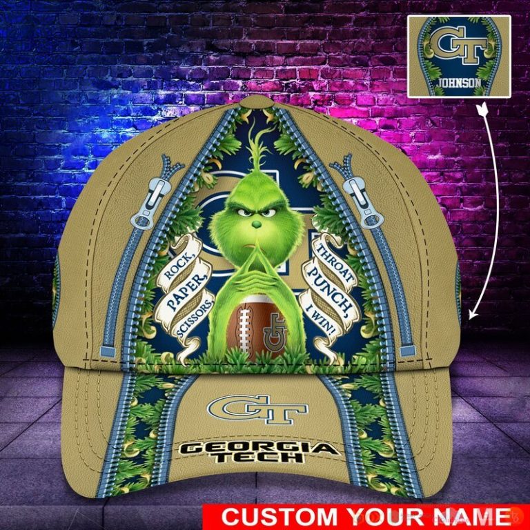 Personalized Grinch Georgia Tech Yellow Jackets NCAA Custom Cap