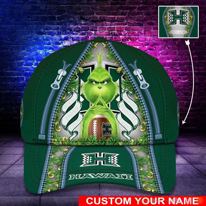 Personalized Grinch Hawaii Rainbow Warriors NCAA Custom Cap