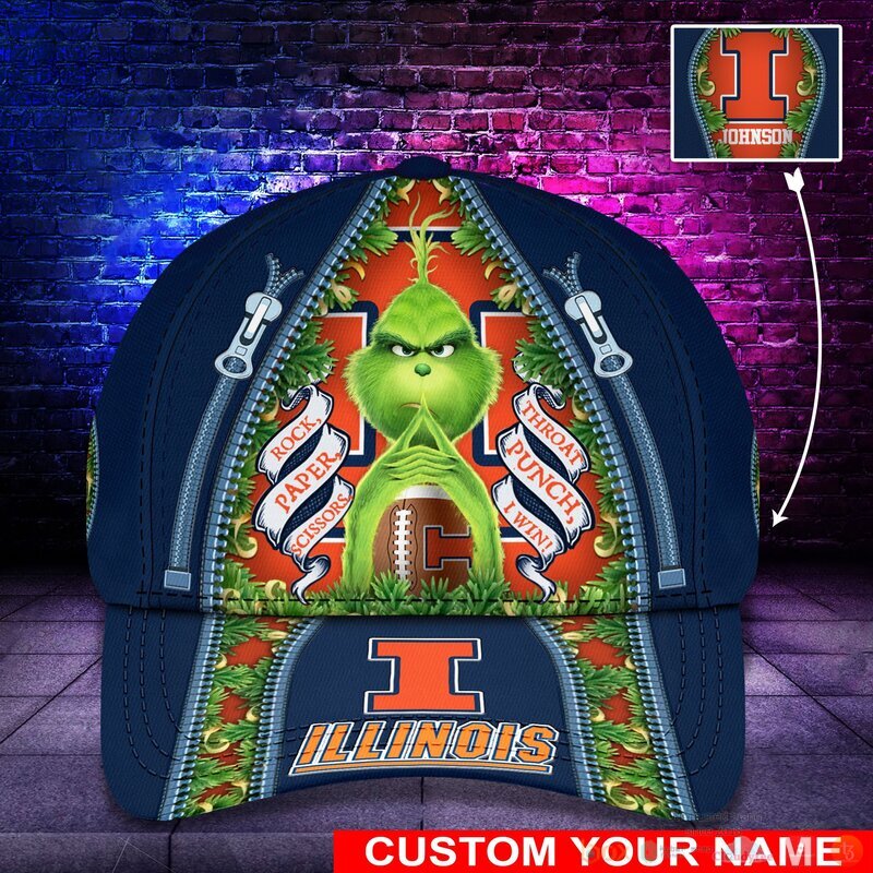 Personalized Grinch Illinois Fighting Illini NCAA Custom Cap