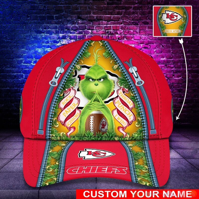 Personalized Grinch Kansas City Chiefs NFL Custom Cap