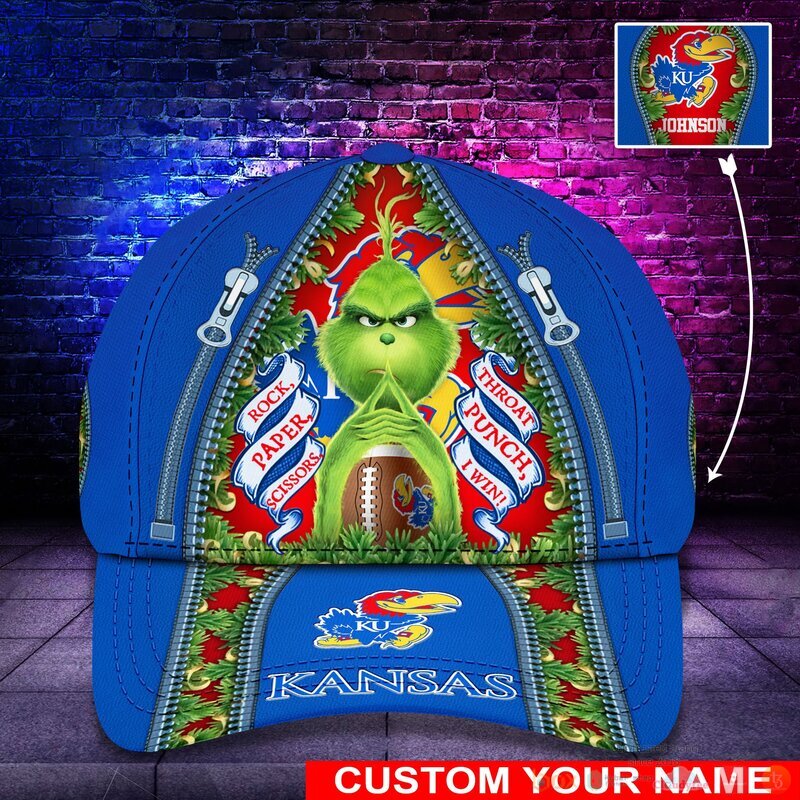 Personalized Grinch Kansas Jayhawks NCAA Custom Cap