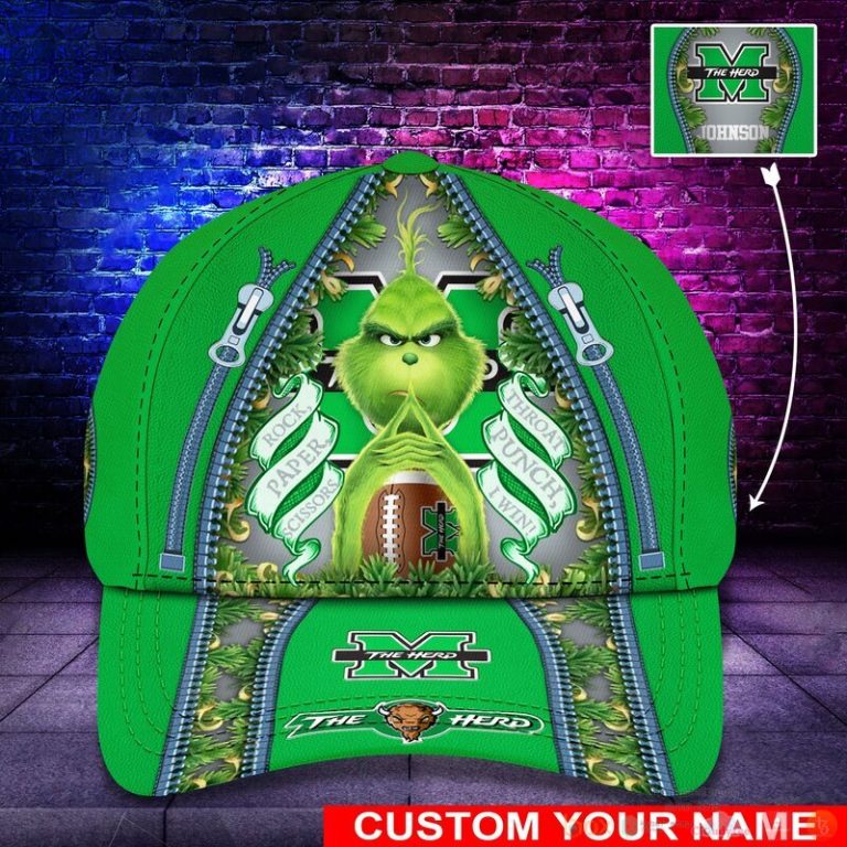 Personalized Grinch Marshall Thundering Herd NCAA Custom Cap