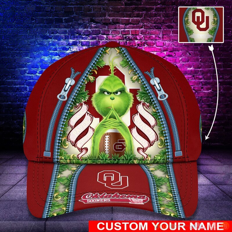 Personalized Grinch Oklahoma Sooners NCAA Custom Cap