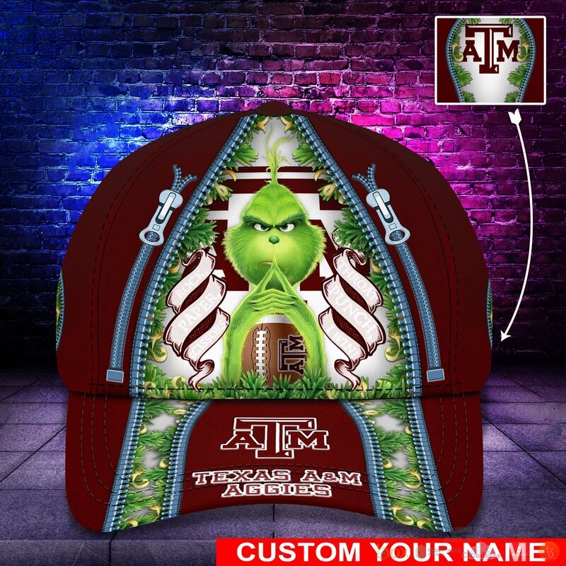 Personalized Grinch Texas AM Aggies NCAA Custom Cap