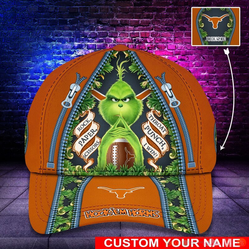 Personalized Grinch Texas Longhorns NCAA Custom Cap