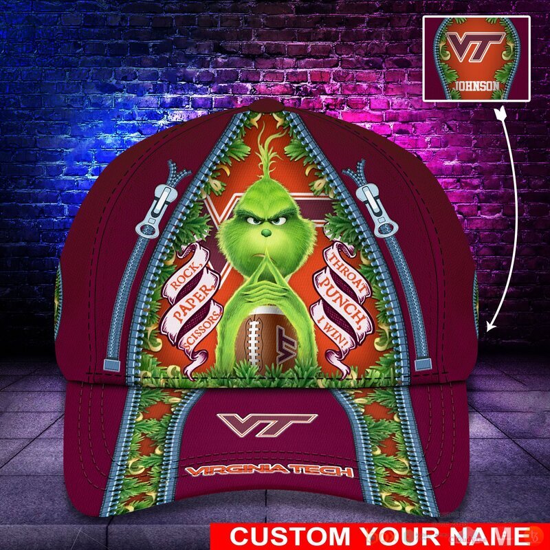 Personalized Grinch Virginia Tech Hokies NCAA Custom Cap