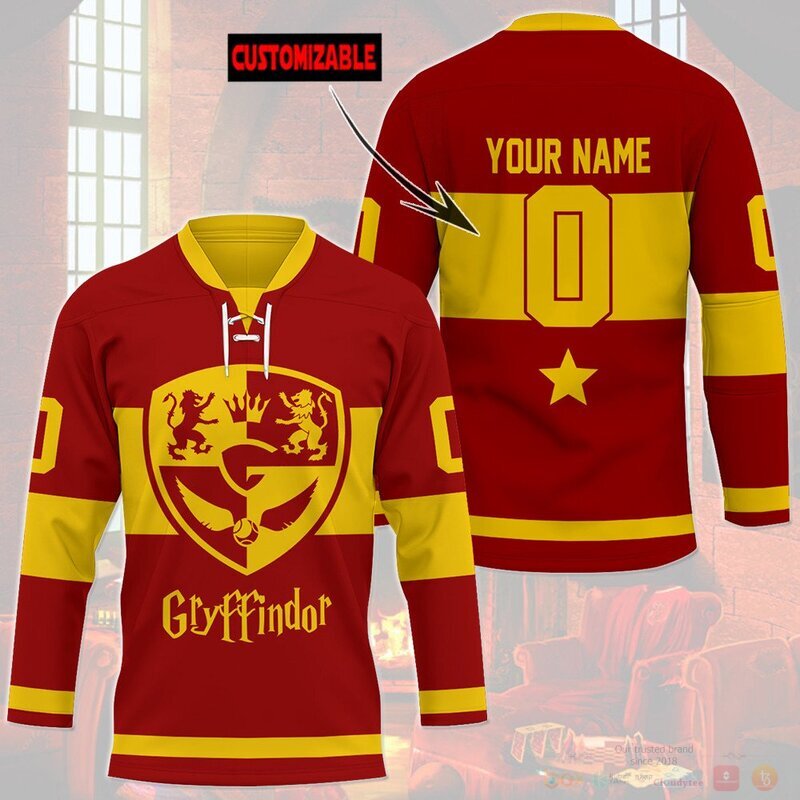 Harry Potter Gryffindor Custom Name And Number Hockey Jersey