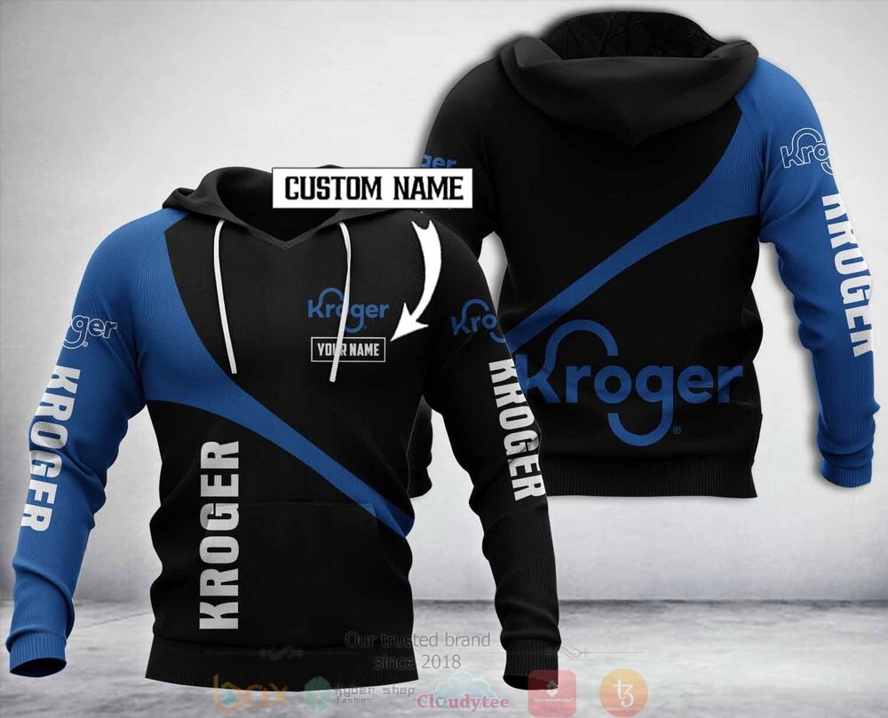 Personalized Kroger Blue Black 3D Hoodie Zip Hoodie
