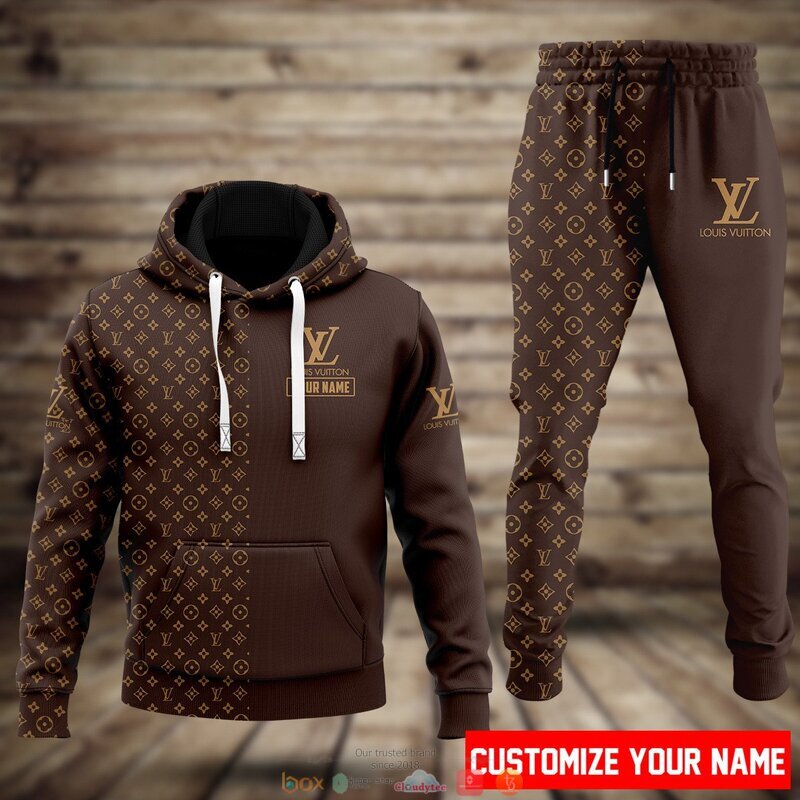 Personalized Louis Vuitton brown hoodie bomber jacket 1