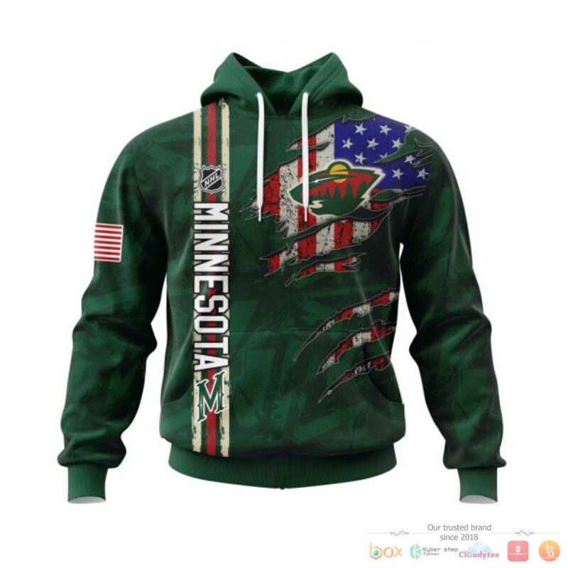 Personalized Minnesota Wild With American Flag 3d shirt hoodie
